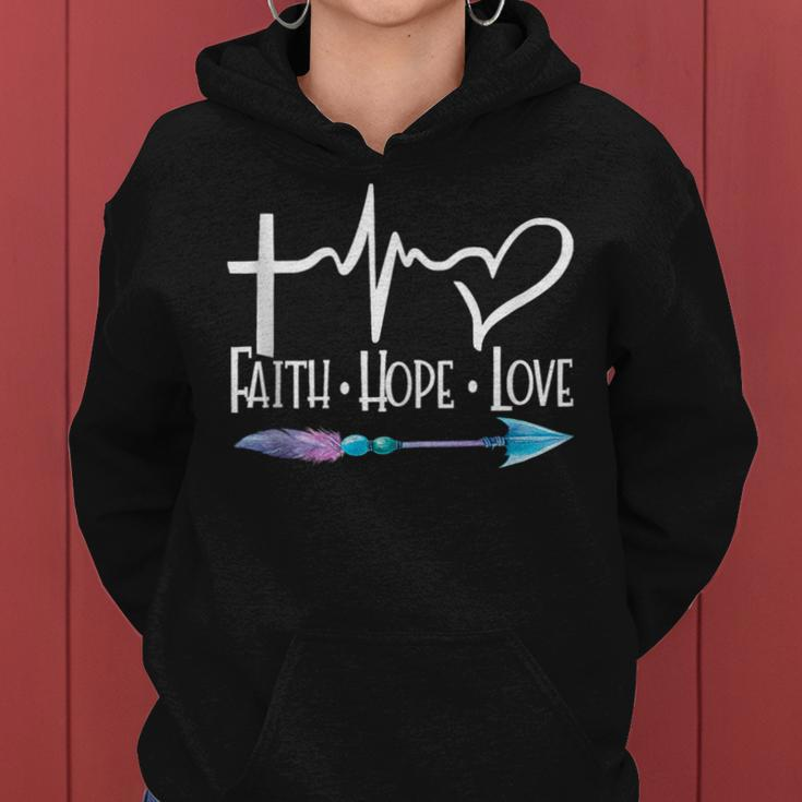Faith Hope Love Heart Cross Boho Arrow Christian Faith Funny Gifts Women Hoodie