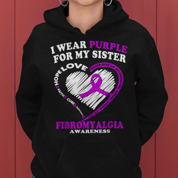Fibromyalgia Awareness I Wear Purple For My Sister Women Hoodie