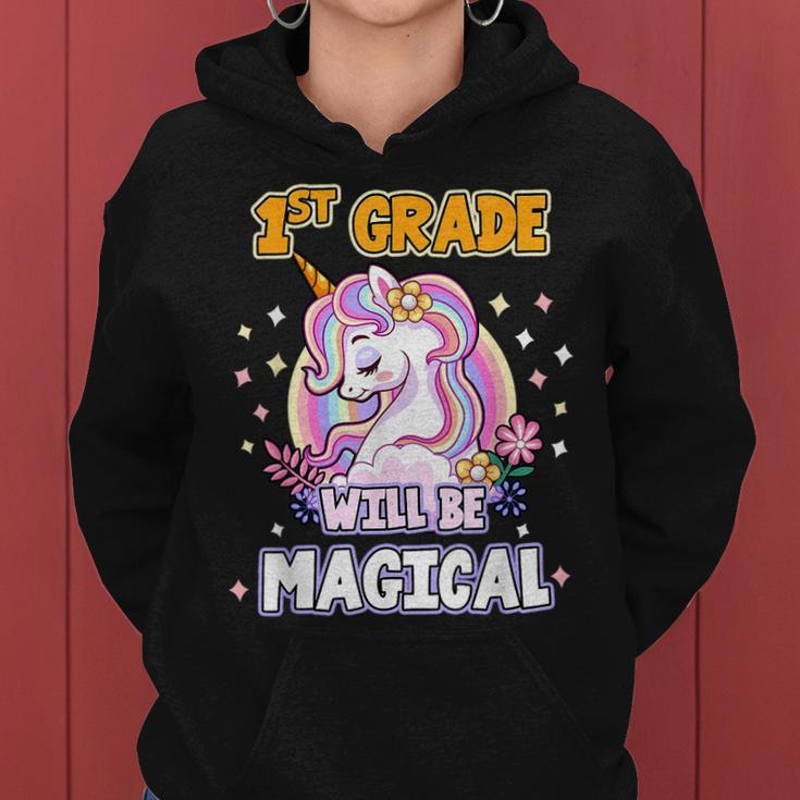 First Grade Will Be Magical Cute Unicorn Rock 1St Grade Girl Women Hoodie