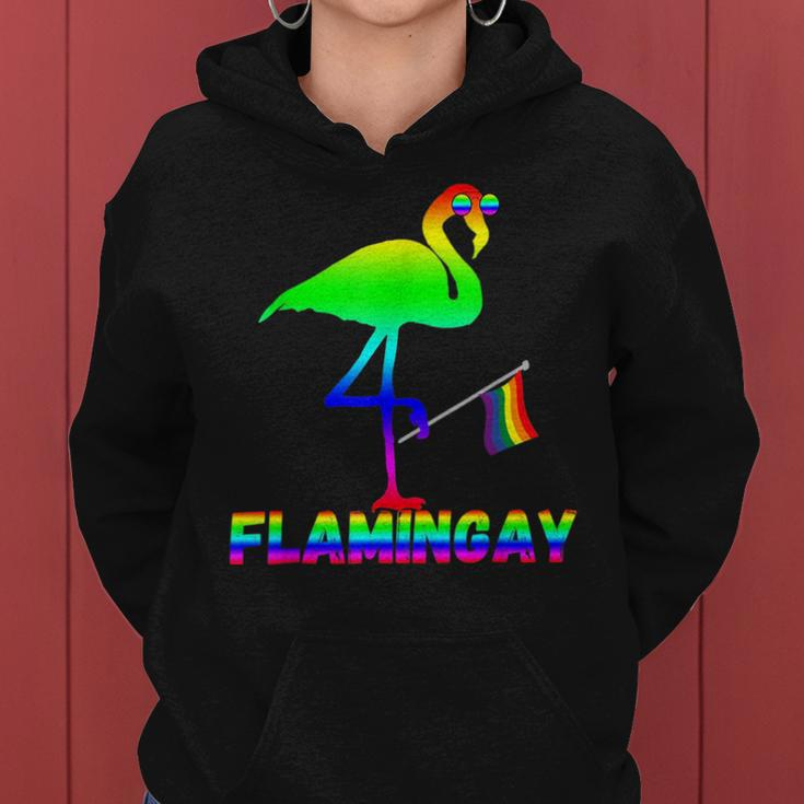 Flamingo Gay Pride Rainbow Bird Lgbt Flag Gender Homosexual Women Hoodie