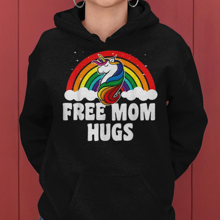Free Mom Hugs Gay Pride Parade Rainbow Flag Unicorn Women Hoodie