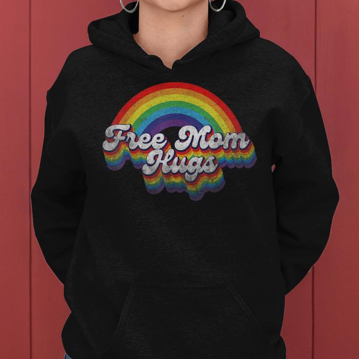 Free Mom Hugs Rainbow Retro Lgbt Flag Lgbt Pride Month Women Hoodie