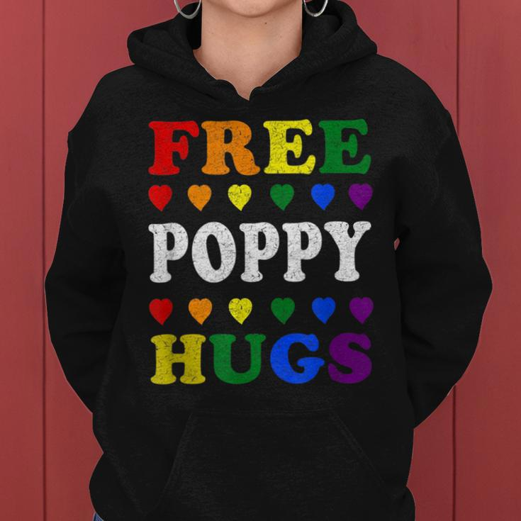 Free Poppy Hugs Rainbow Heart Lgbt Pride Month Women Hoodie
