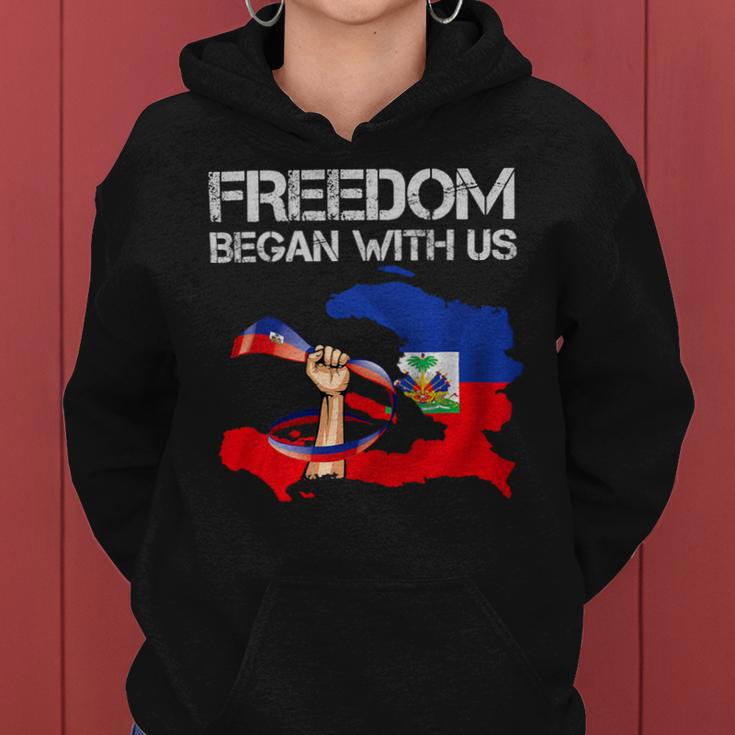 Freedom Began With Us Haitian Flag Happy Independence Day Women Hoodie