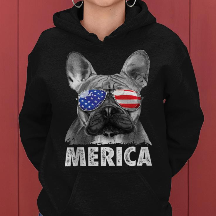 French Bulldog 4Th Of July Merica American Flag Women Hoodie