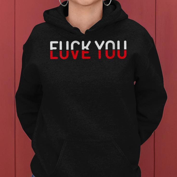 Fuck You Love You Red And White Text Quote Women Hoodie