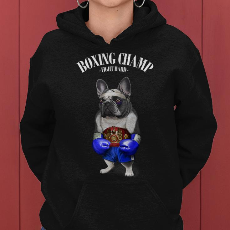 Funny Boxing Champion French Bull Dog Fighter Women Hoodie