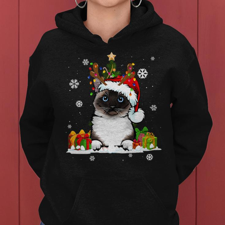 Cat Lover Cute Birman Santa Hat Ugly Christmas Sweater Women Hoodie