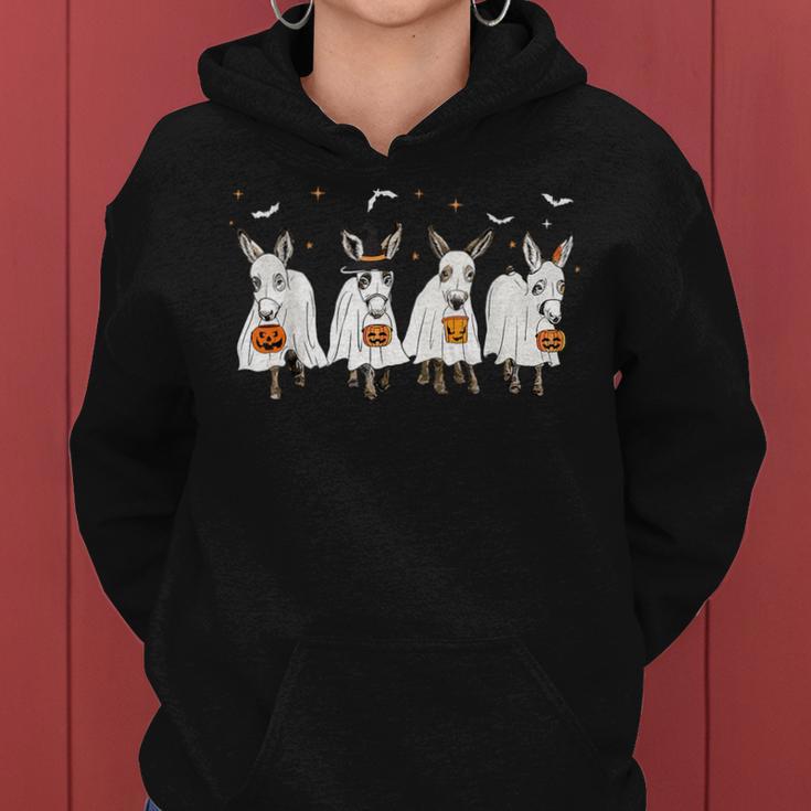 Ghost Donkey Hallowen Donkey Lover Farmer Halloween Women Hoodie