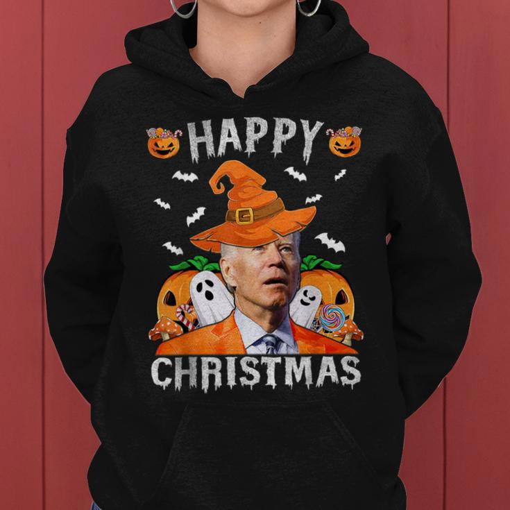 Joe Biden Happy Halloween Happy Christmas Saying Women Hoodie