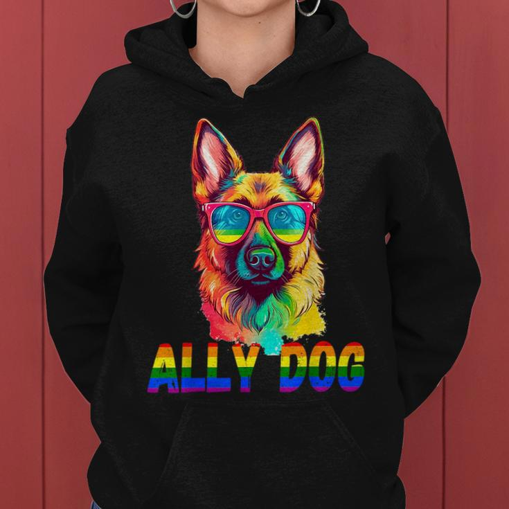Funny Lgbt Ally Dog Rainbow Women Hoodie