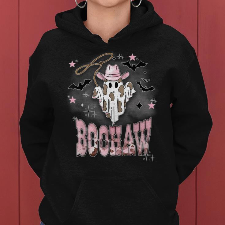 Pink Boohaw Ghost Halloween Cowgirl Western Country Women Hoodie