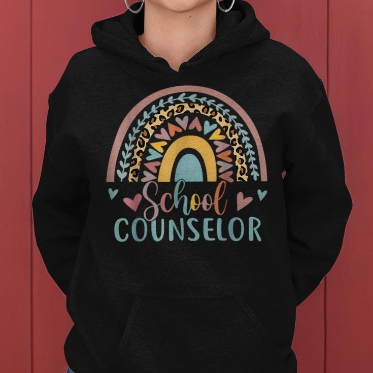 Funny School Counselor Rainbow Leopard Print Counselor Women Hoodie