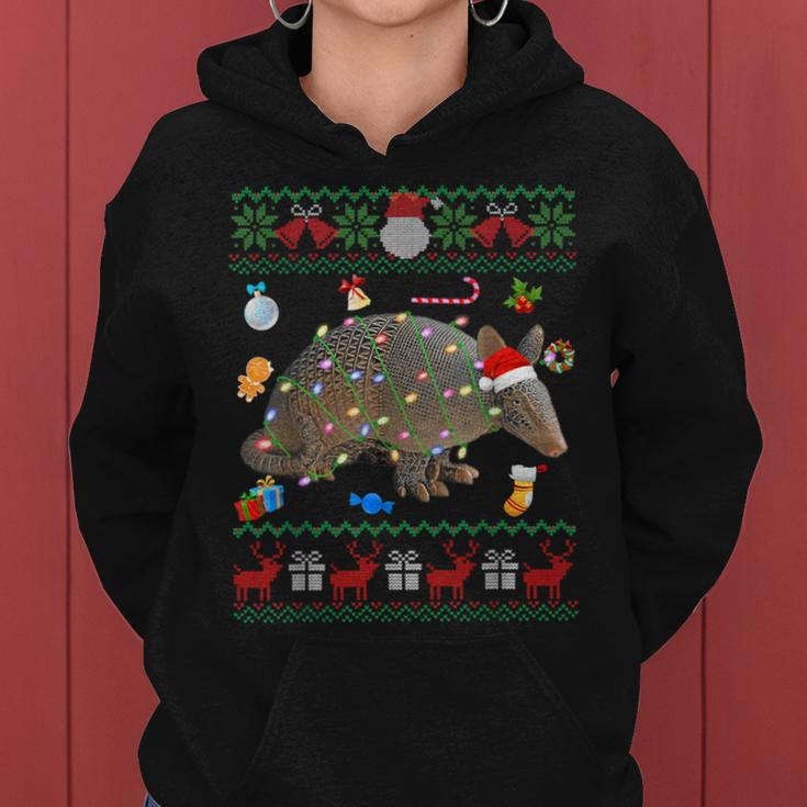 Ugly Xmas Sweater Animals Lights Christmas Armadillo Women Hoodie