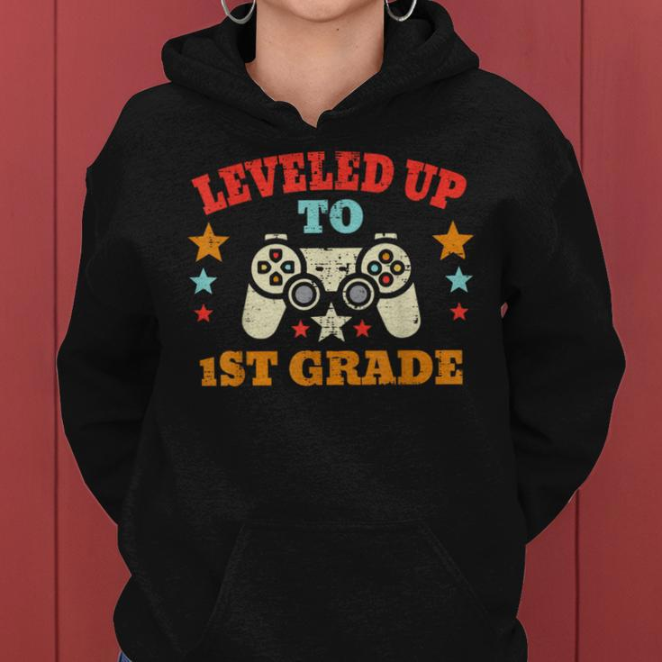 Game Leveled Up To 1St Grade First Day Of School Gamer Boys Women Hoodie