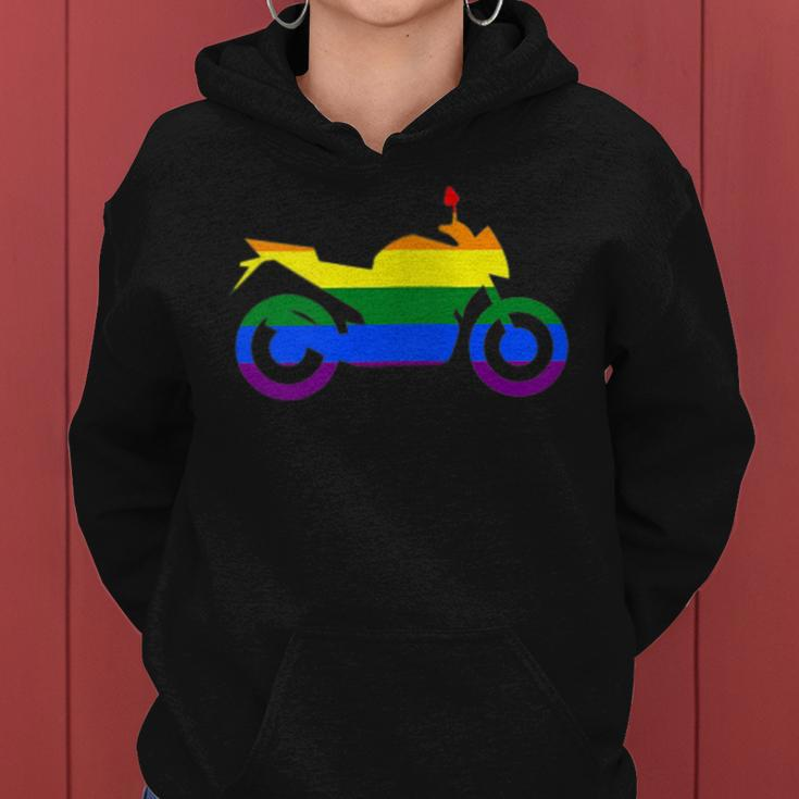 Gay Biker Lgbt-Q Rainbow Pride Flag Motorcycle Men Women Women Hoodie