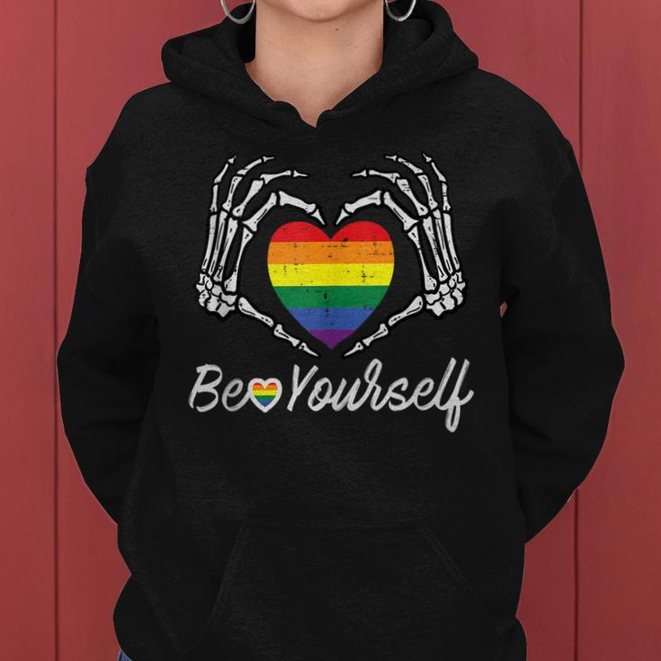 Gay Pride Heart Skeleton Be Yourself Rainbow Lgbt Men Women Women Hoodie