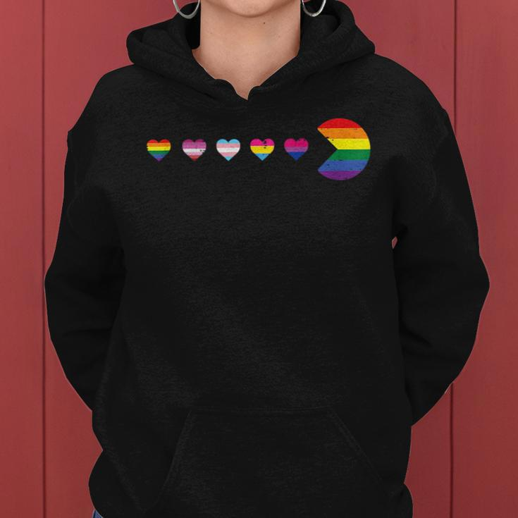 Gay Rainbow Lgbt Hearts Flag Pride Month Ally Men Women Kids Women Hoodie