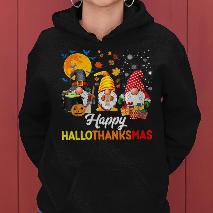 Gnomes Lover Halloween Merry Christmas Happy Hallothanksmas Women Hoodie