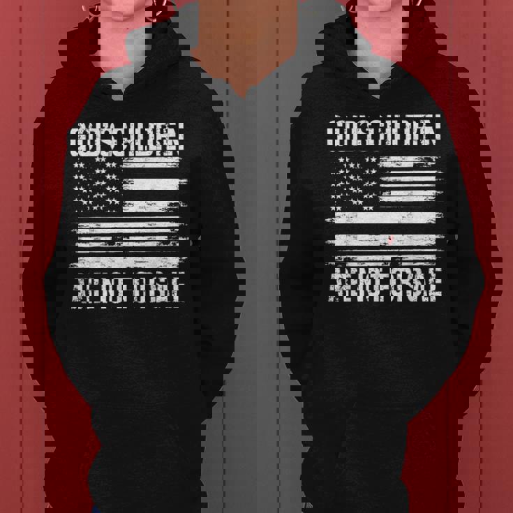 Gods Children Are Not For Sale Funny American Flag Quote Women Hoodie