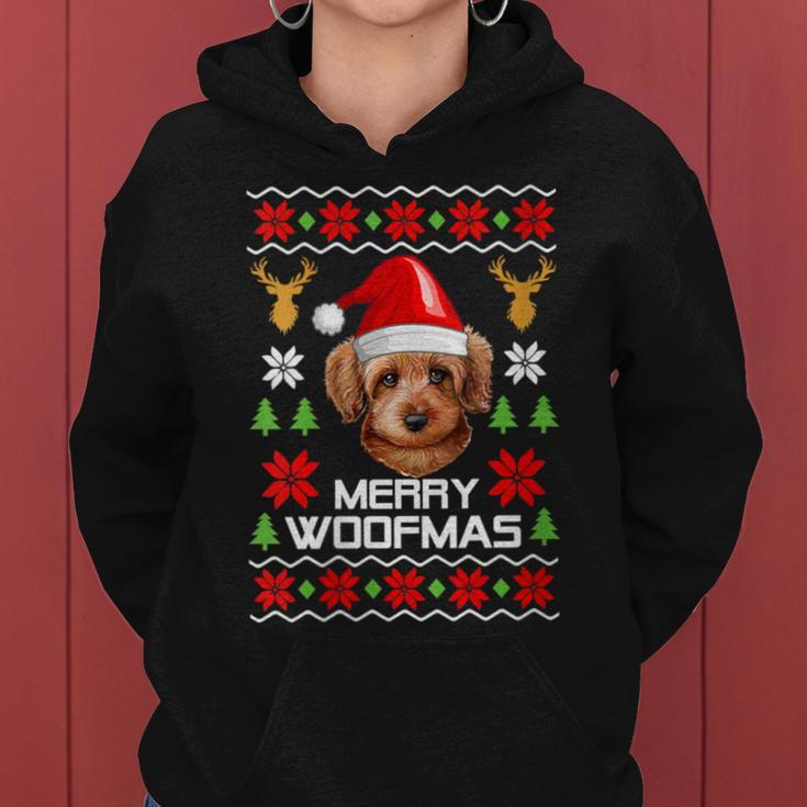 Goldendoodle Santa Hat Ugly Christmas Sweater Holiday Women Hoodie
