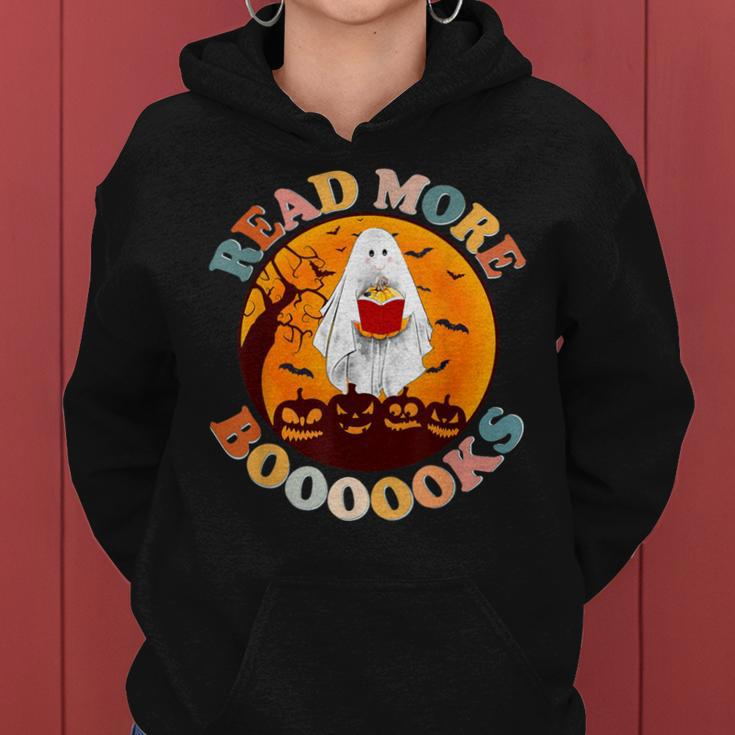 Groovy Cute Ghost Boo Read More Books Halloween Women Hoodie
