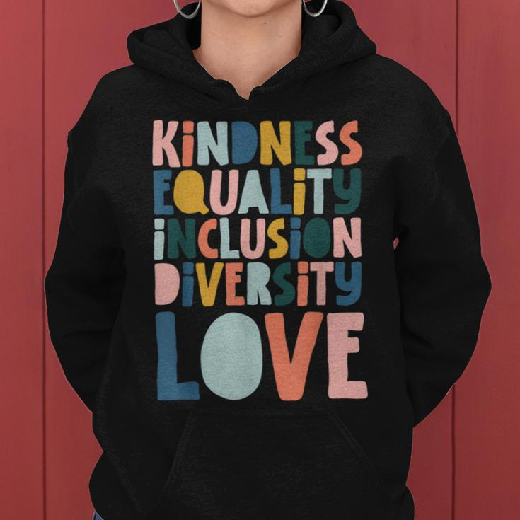 Groovy Kindness Equality Inclusion Diversity Love Teachers Women Hoodie