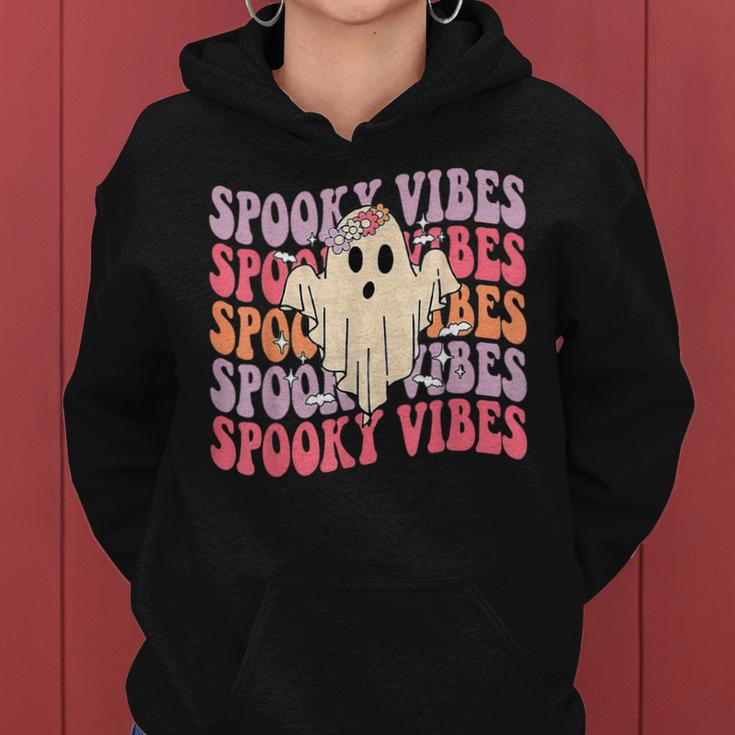 Groovy Spooky Vibes Cute Ghost Halloween Boo Costume Women Hoodie