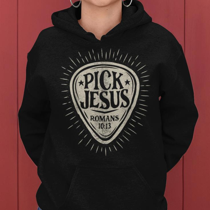 Guitar Pick Jesus Christian Music Guitarist Pastor Retro Women Hoodie