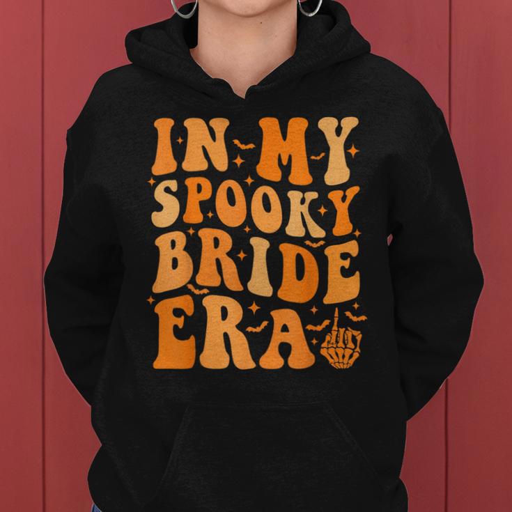 Halloween In My Spooky Bride Era Groovy Wedding Bachelorette Women Hoodie