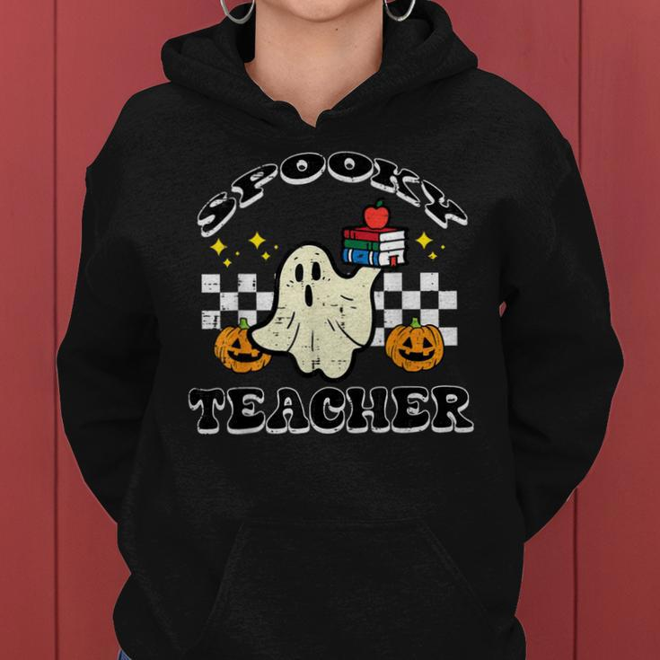 Halloween Spooky Teacher Ghost Retro Groovy Costume Women Hoodie