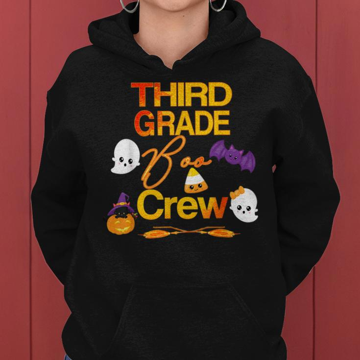 Halloween Third Grade Cute Boo Crew Teacher Kids Halloween Women Hoodie