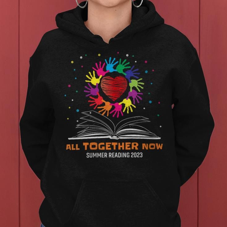 Handprints And Hearts All Together Now Summer Reading 2023 Women Hoodie