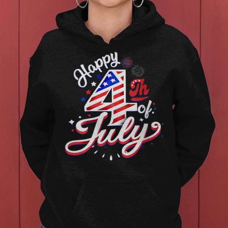 Happy 4Th Of July Patriotic American Us Flag 4Th Of July Gift For Womens Women Hoodie