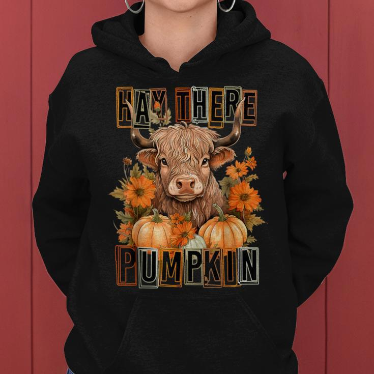 Hay There Pumkin Highland Cow Fall Autumn Thanksgiving Women Hoodie