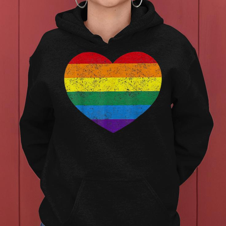 Heart Rainbow Flag Lgbt Gay Les Pride Support Lgbtq Parade Women Hoodie