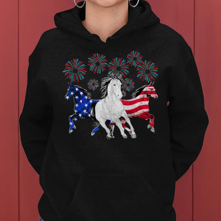 Horses Fireworks 4Th Of July Us Independence Day Women Hoodie