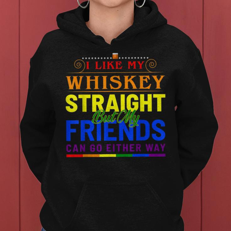 I Like My Whiskey Straight Funny Gay Pride Lgbt Rainbow Flag Women Hoodie
