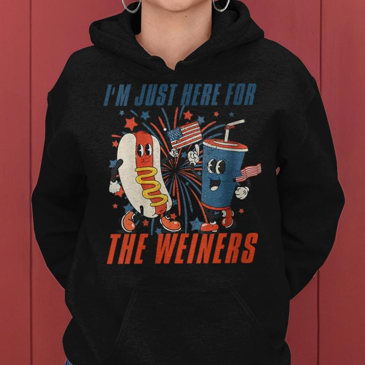 Im Just Here For The Wieners Funny 4Th Of July Wieners Gift For Womens Women Hoodie