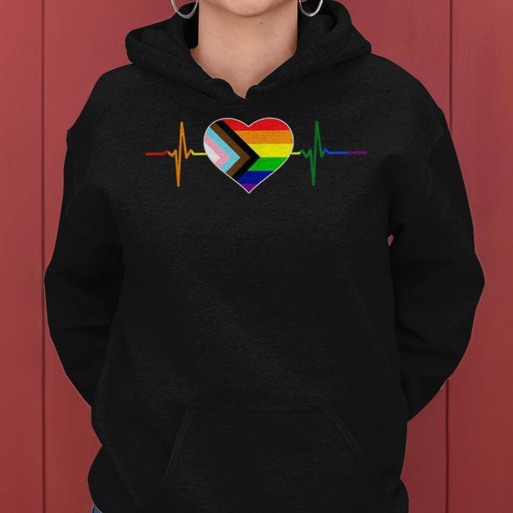 Inclusive Pulse Love Heartbeat Rainbow Gay Pride Lgbt Women Hoodie