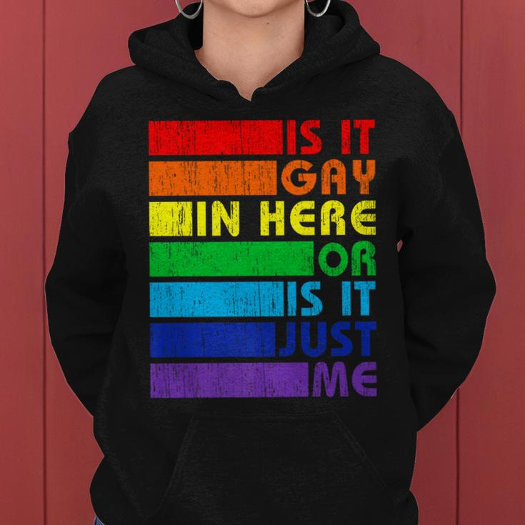 Is It Gay In Here Lgbt Flag Gay Pride Month Rainbow Lgbtq Women Hoodie