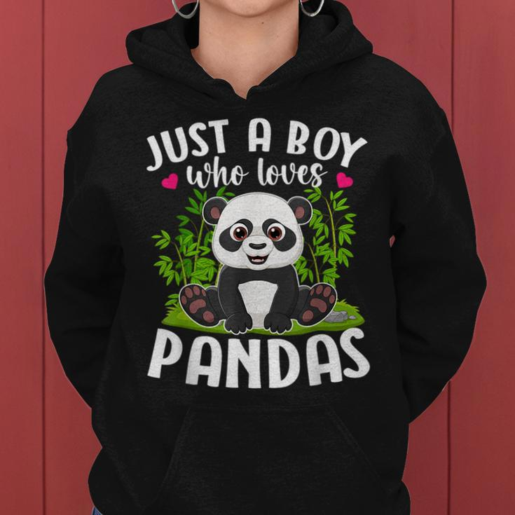 Just A Boy Who Loves Pandas Funny Panda Lover Women Hoodie