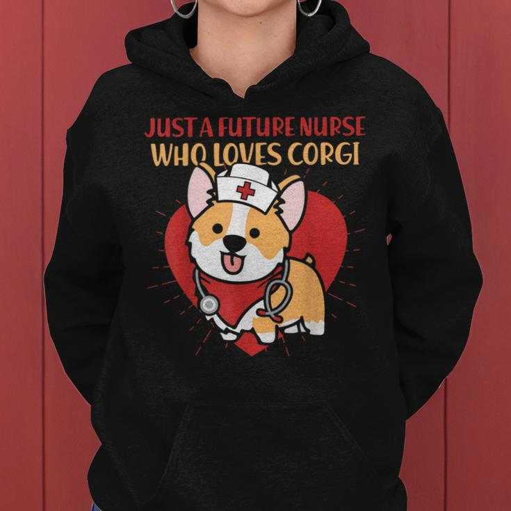 Just A Future Nurse Who Loves Corgi Dog Mom Dad Gifts Women Hoodie