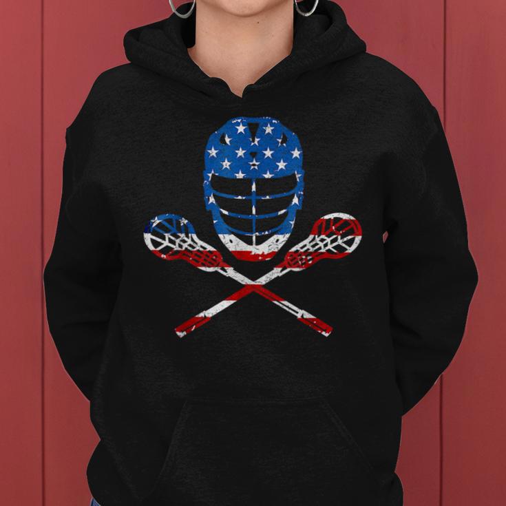 Lacrosse American Flag Lax Helmet Sticks 4Th Of July S Women Hoodie