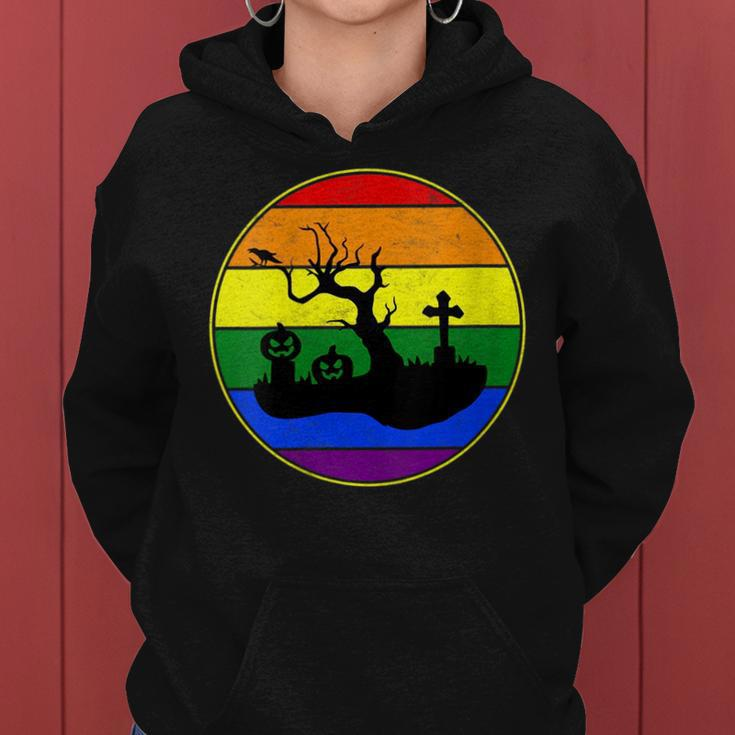Lesbian Stuff Lgbtq Gay Goth Pride Rainbow Cemetery Cross Women Hoodie