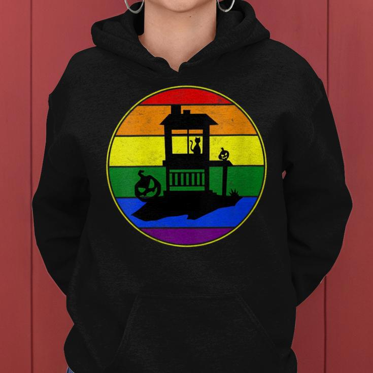 Lesbian Stuff Lgbtq Gay Goth Pride Rainbow Flag Black Cat Women Hoodie