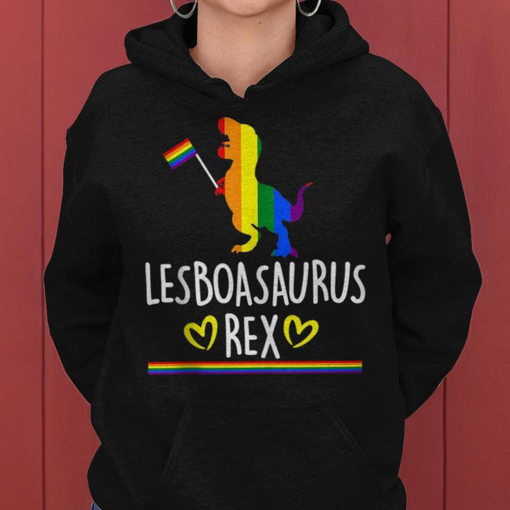 Lesboasaurus Rex Funny Lesbian Dinosaur Pride Lgbt Rainbow Women Hoodie