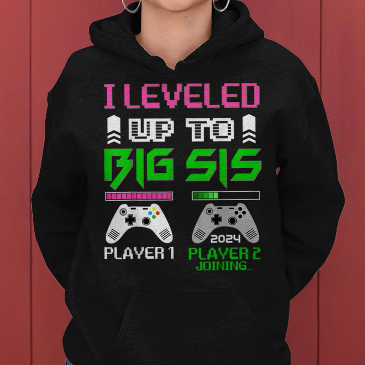 Leveled Up To Big Sister 2024 Cute Im Going To Be A Big Sis Women Hoodie