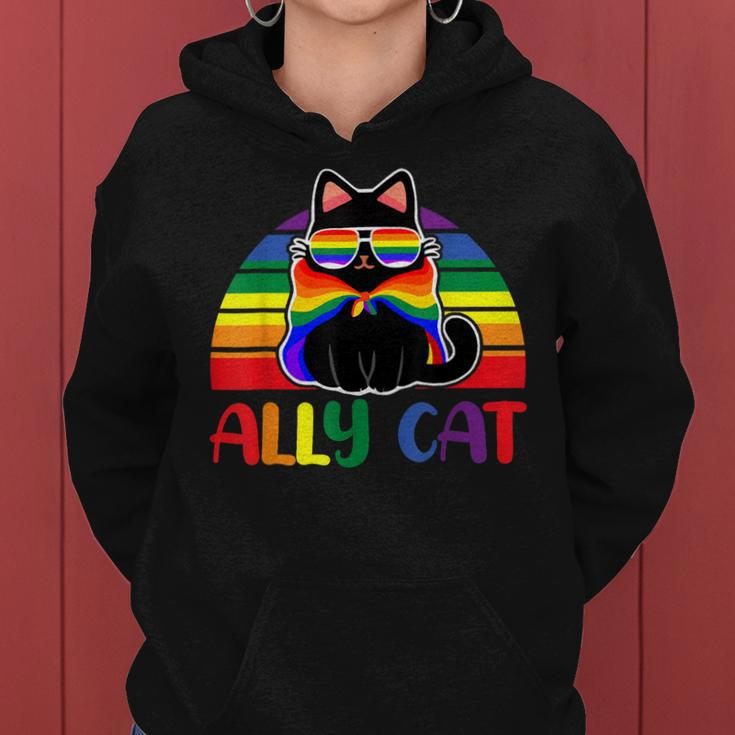 Lgbt Ally Cat Be Kind Gay Rainbow Funny Lgbtq Flag Gay Pride Women Hoodie