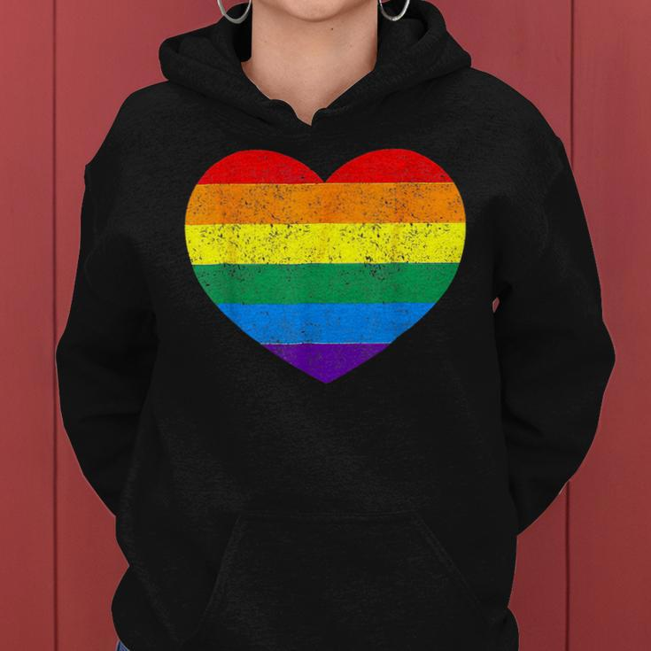 Lgbt Heart Rainbow Flag Gay Les Pride Support Lgbtq Parade Women Hoodie